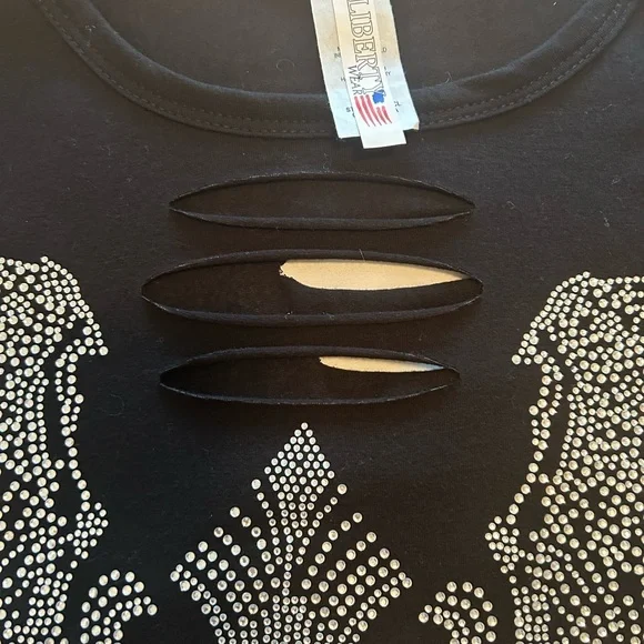 Women’s black long sleeve sexy black top with embellishing - Picture 9 of 13